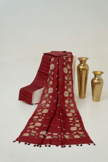 Rust Moonga silk Flower Digital Print Suit Material