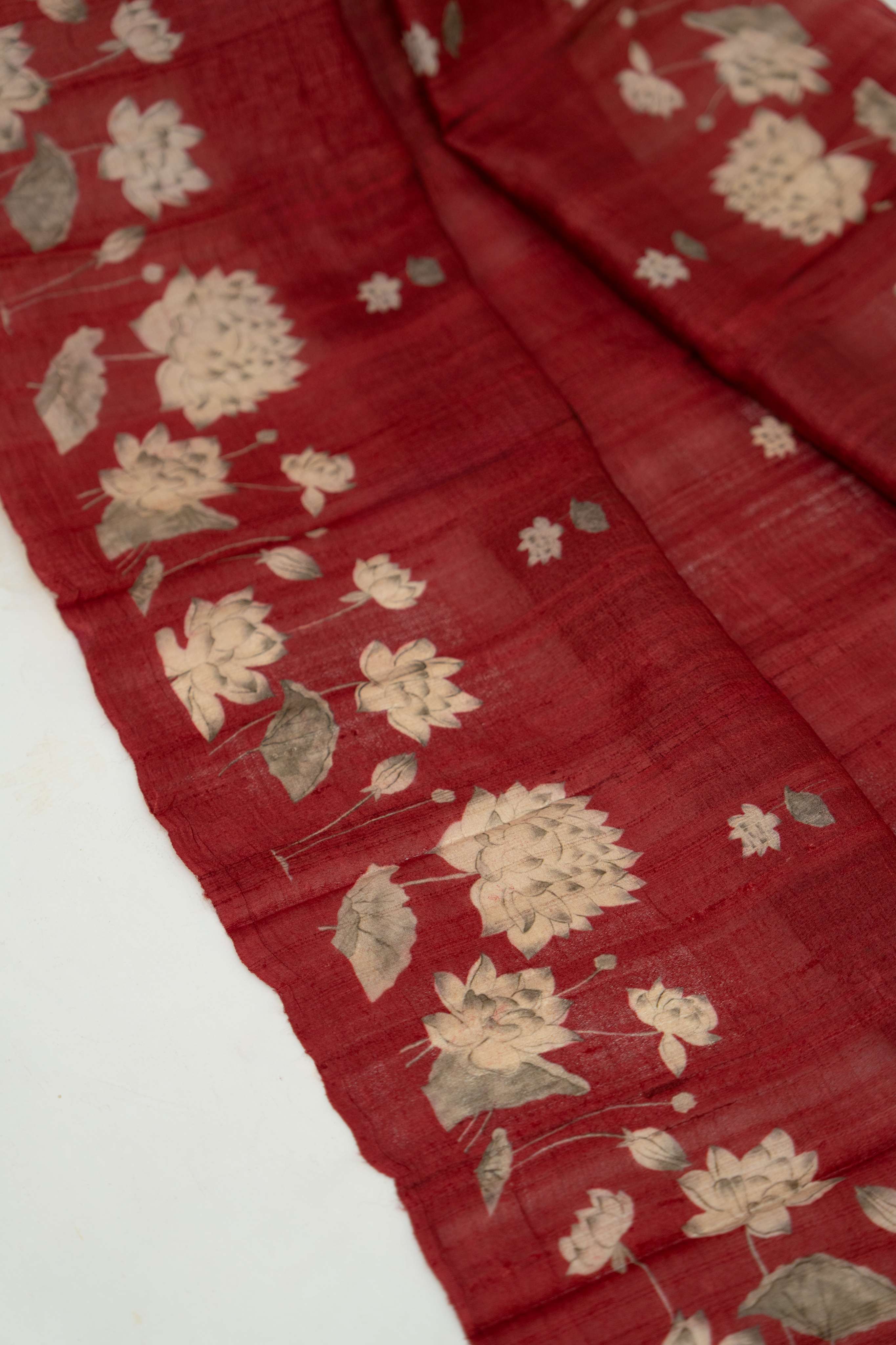 Rust Moonga silk Flower Digital Print Suit Material