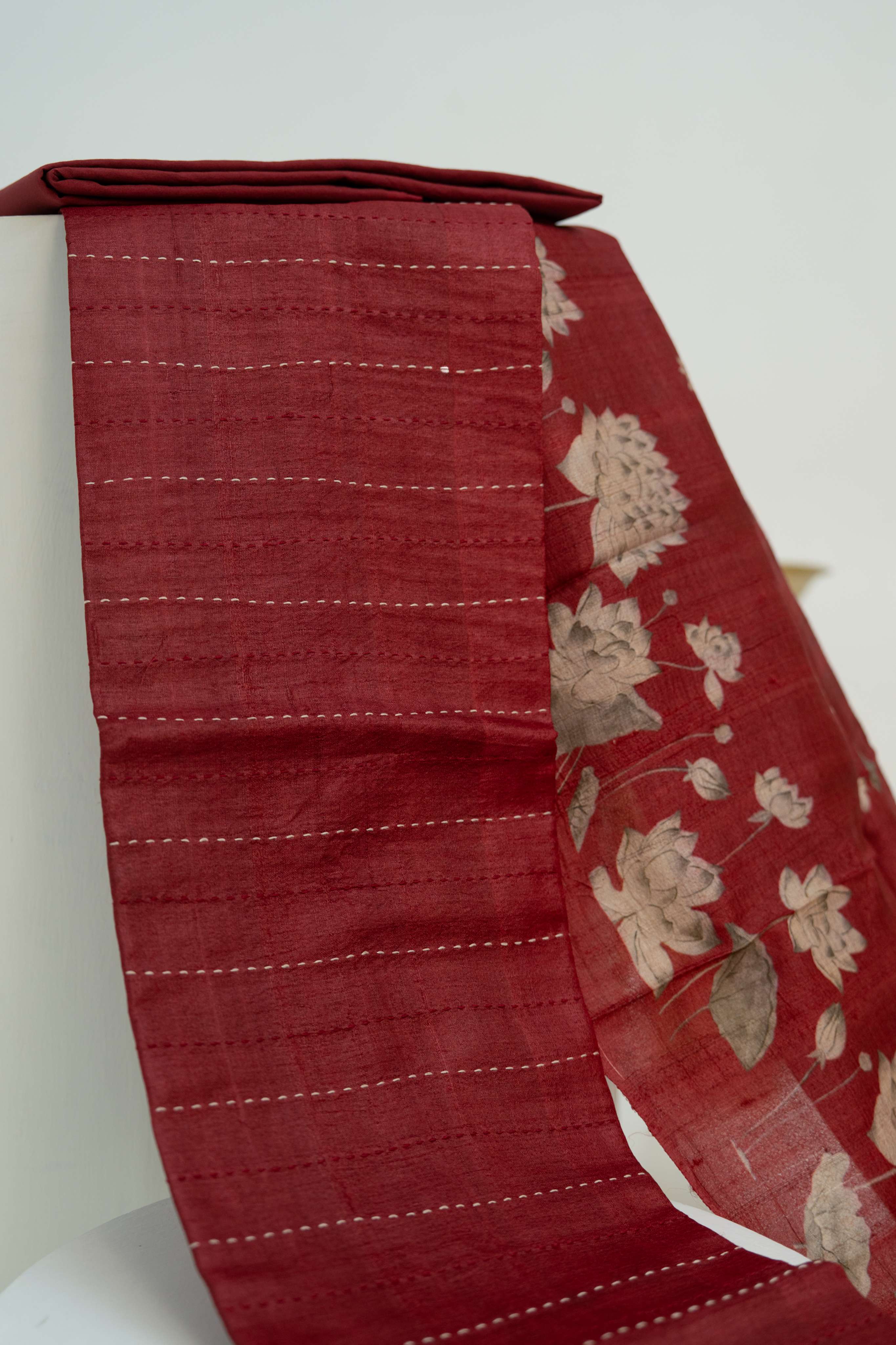 Rust Moonga silk Flower Digital Print Suit Material