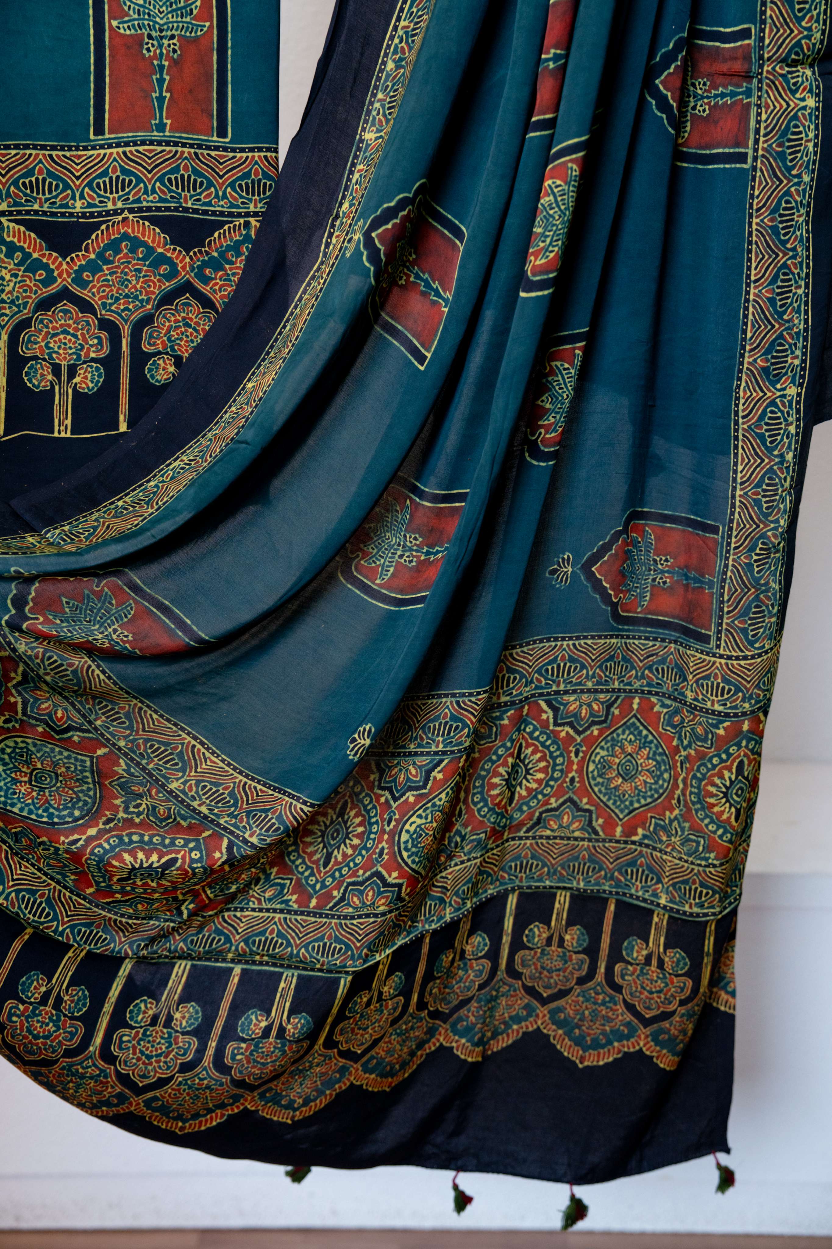 Dark Green Ajrakh Print Modaal Silk Kurta and Dupatta set