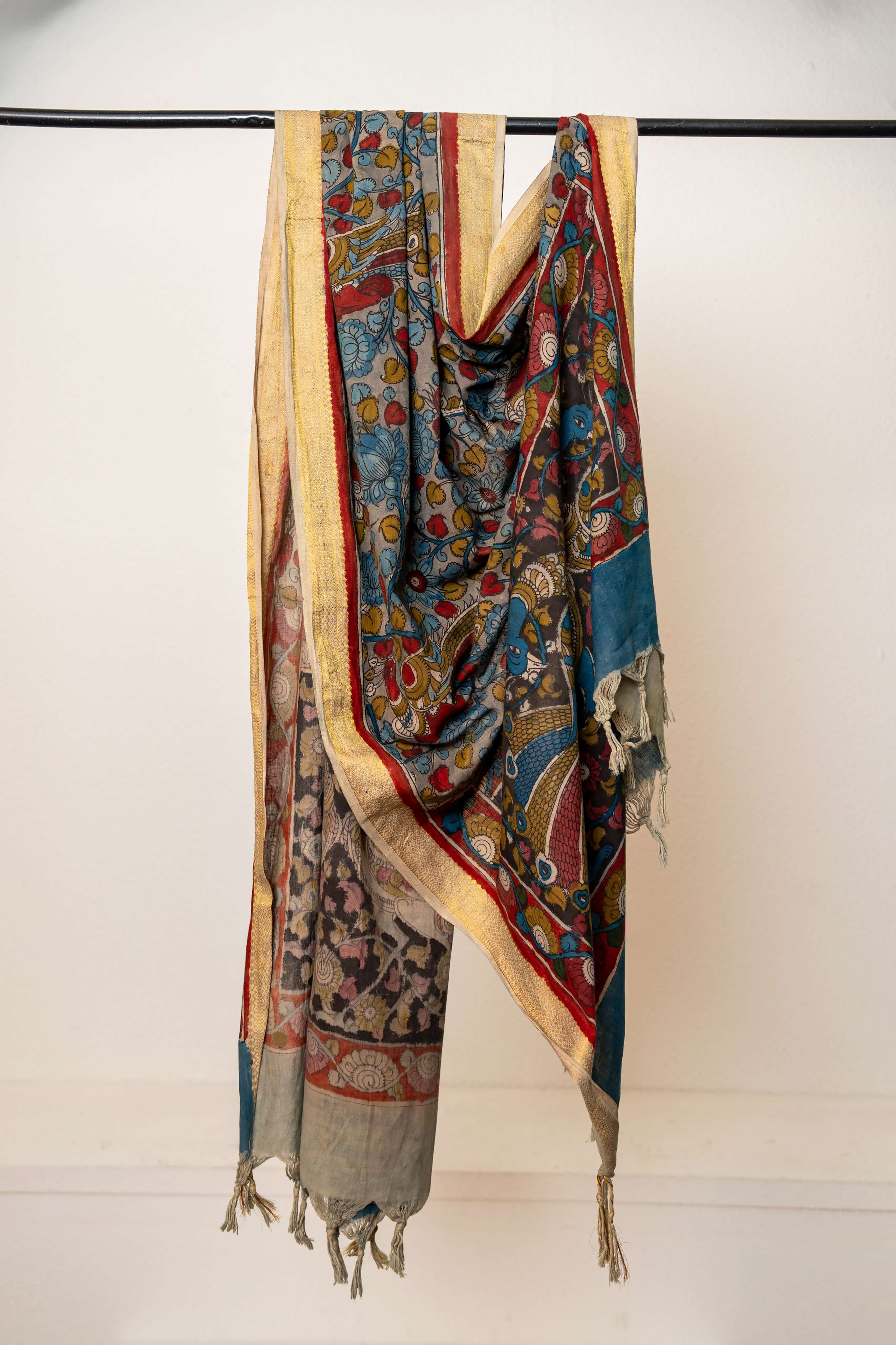 Handpainted Kalam Kari cotton dupatta