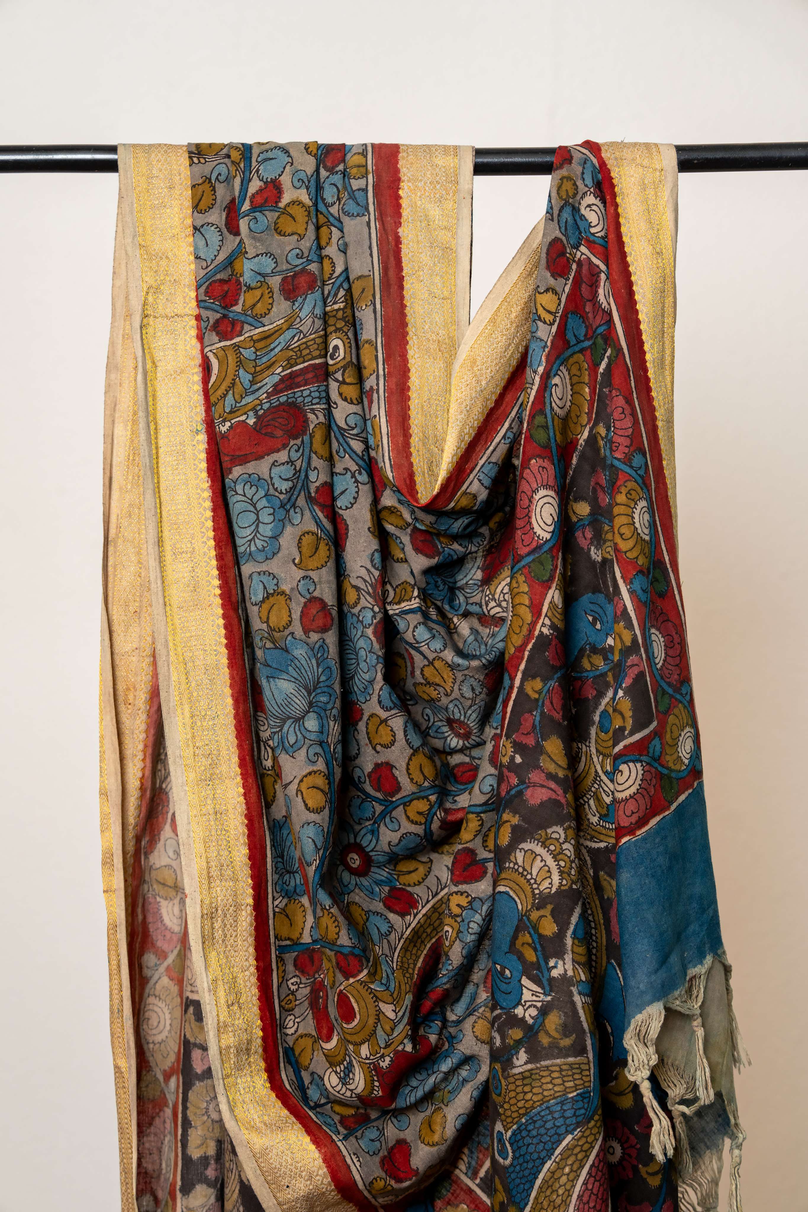 Handpainted Kalam Kari cotton dupatta