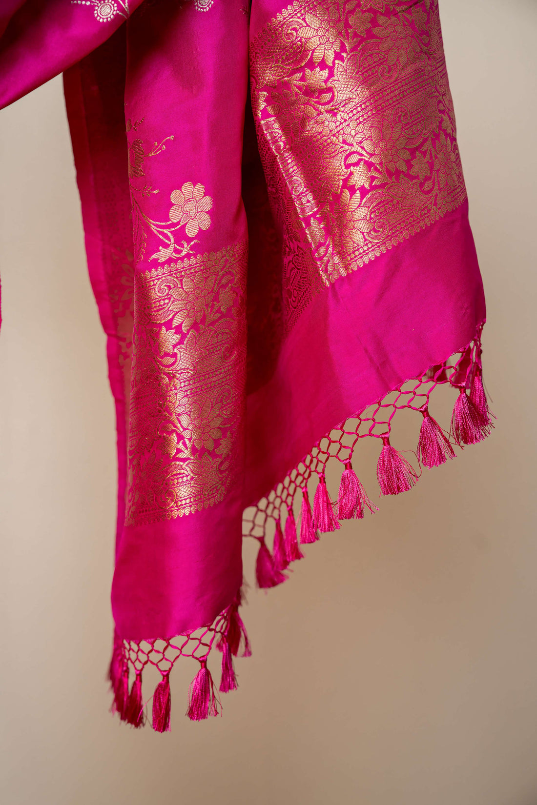 Fuchsia Pink Pure Silk Kadhwa Jaal  Dupatta