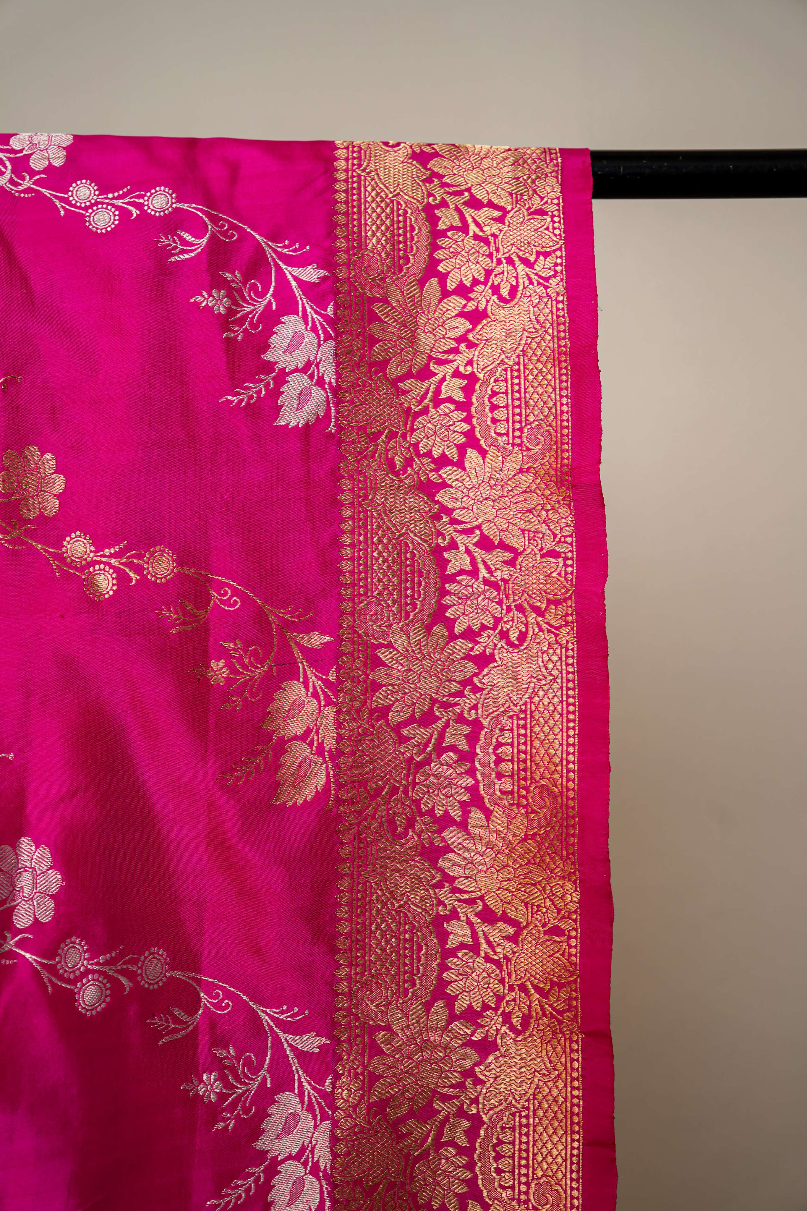 Fuchsia Pink Pure Silk Kadhwa Jaal  Dupatta