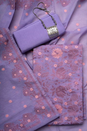 Lavender Allover Weaving Chanderi Suit Material